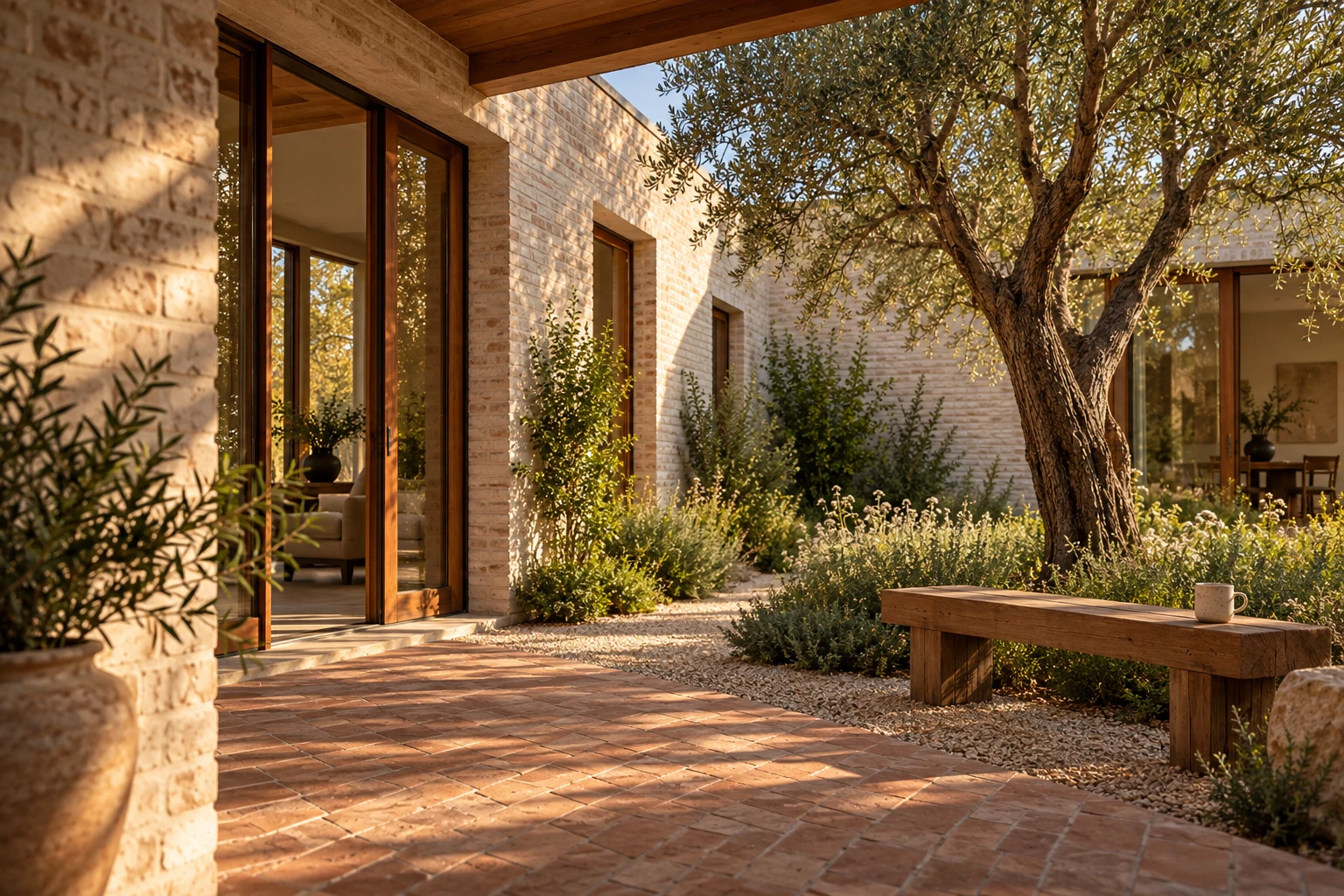 The Courtyard House — A sheltered walk between rooms. Concept image.