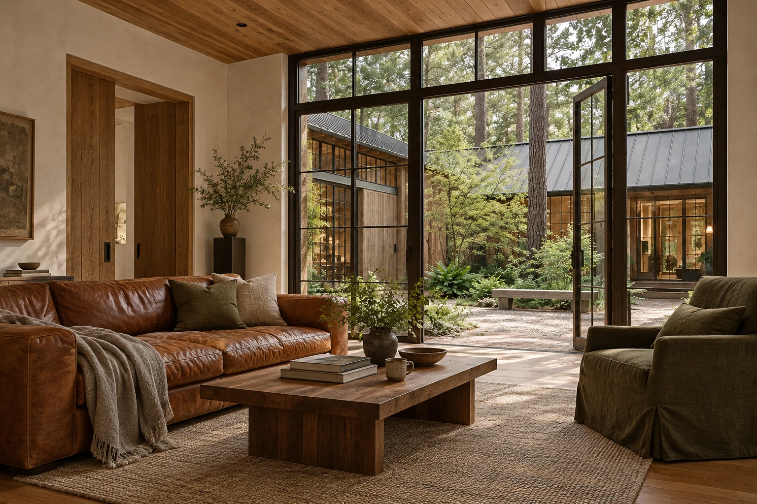 The Pine Workshop — A quieter room across the courtyard. Concept image.