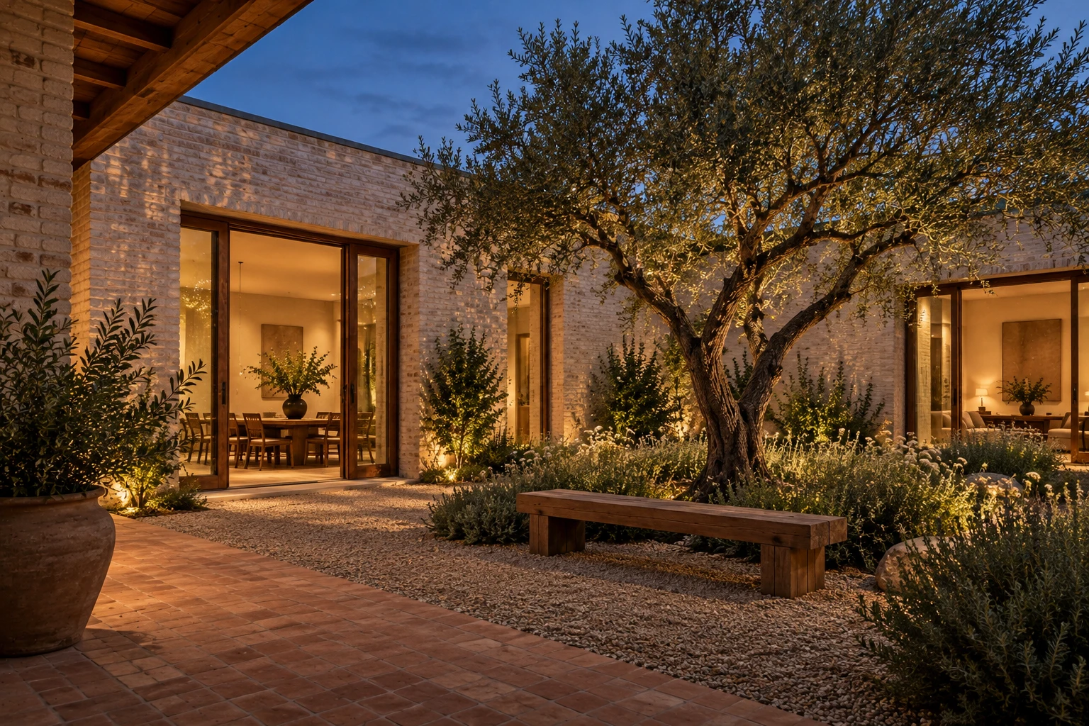 The Courtyard House — The garden stays part of the room. Concept image.