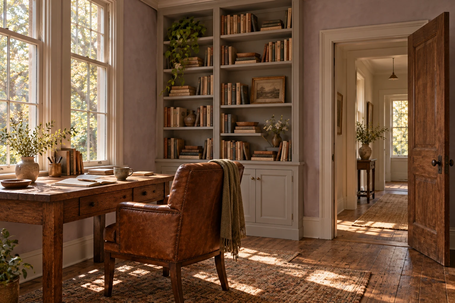 Oak Shade — Books within reach. A door when it is needed. Concept image.